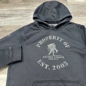 Under Armour UA Storm Black Grey Mens M Loose Fit Wounded Warrior Project Hoodie